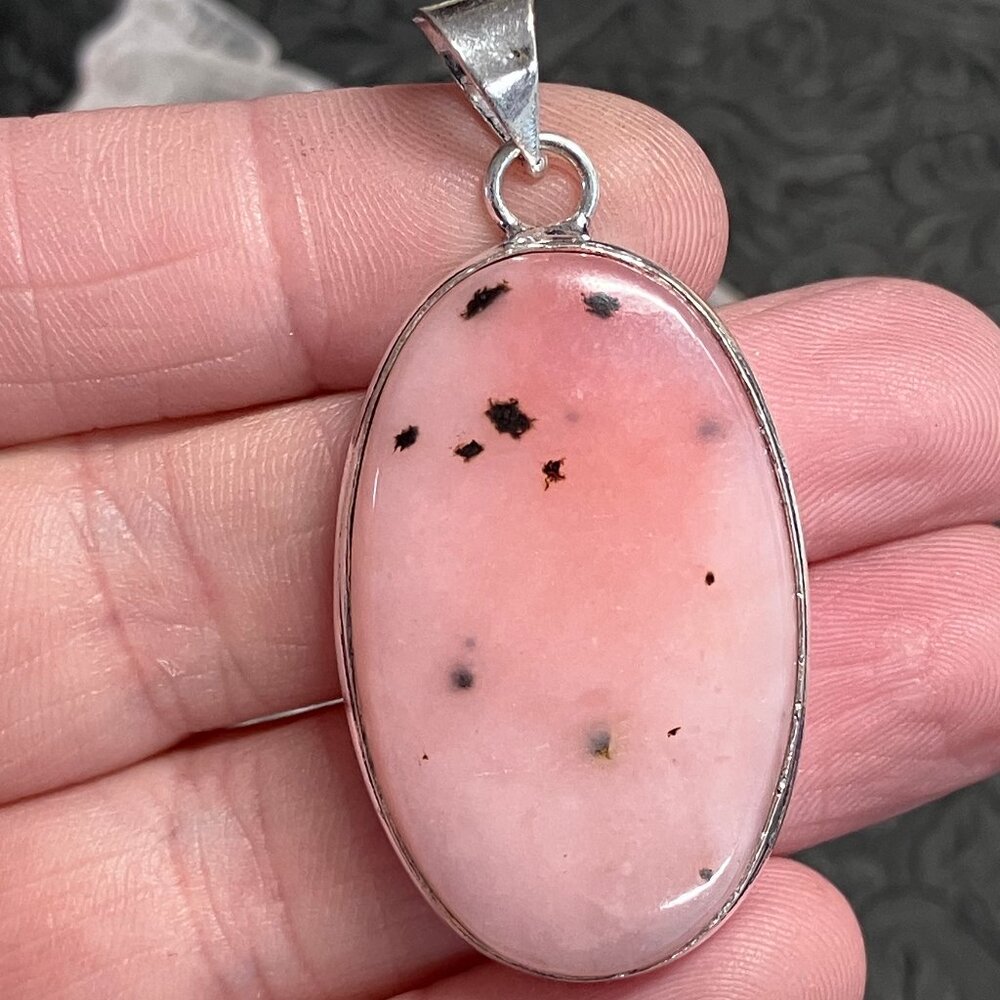 Dendritic Peruvian Pink Opal Pendant Crystal Stone Jewelry